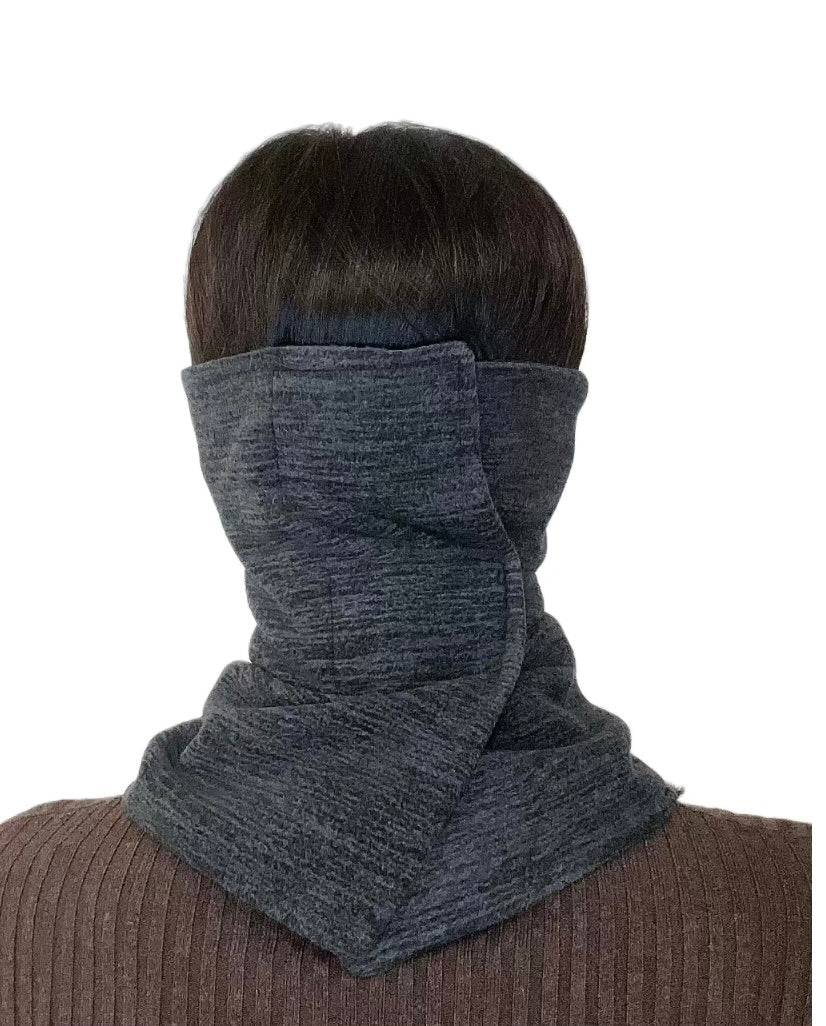 Face/Neck/Ear Warmer lined in 100% Mulberry Silk/ Gray Flannel